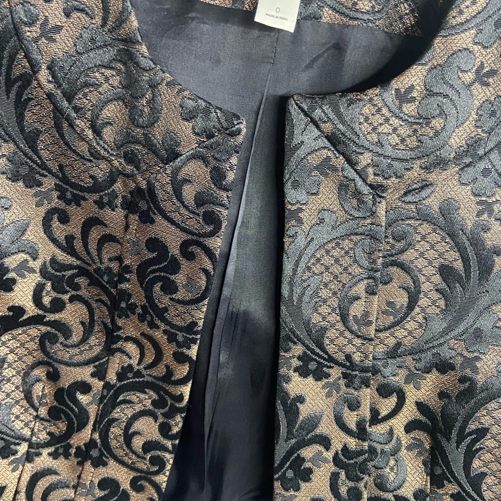 LOFT Black and Gold Brocade Blazer - Picture 2 of 6